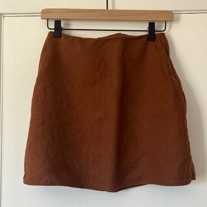 Reformation Brown Linen Skirt